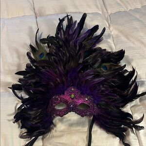 Purple Feathered Masquerade Mask